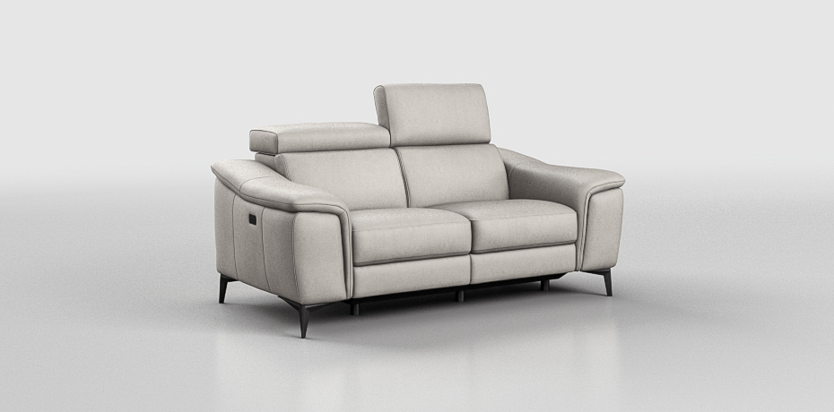 Calbano - 2 seater sofa with 2 electric recliners leg col. charcoal grey